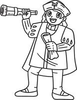 Columbus Day Man with Scroll Telescope Isolated vector