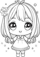 Girl Cartoon Character Cute Lines and Colors Coloring Pages vector