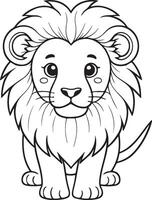 A lion is sitting on a white background vector