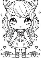 Girl Cartoon Character Cute Lines and Colors Coloring Pages vector