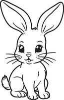 A cute rabbit is sitting on a white background vector