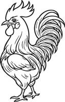 A rooster stands on its two legs with its head held high vector