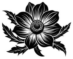 flor en blanco y negro vector