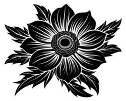 flor en blanco y negro vector