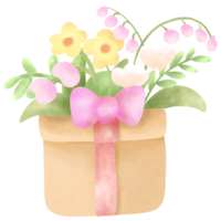 regalo scatola con fiori png