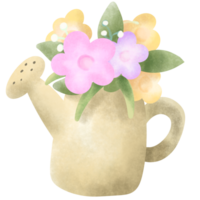 flowers in watering can in spring,summer. png