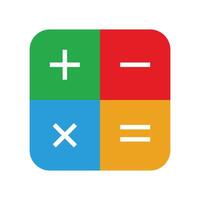 Mathematics. Full color calculator icon for calculator app interface design. Basic elements of graphic design. plus, minus, times equal. Editable icon in EPS10 vector