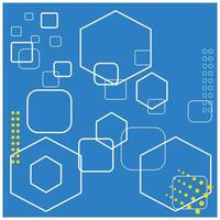 resumen azul antecedentes con hexágonos y amarillo puntos resumen antecedentes con geométrico formas y puntos resumen antecedentes con geométrico formas en retro-moderno estilo colores vector
