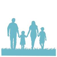 Family design over white background, design element illustration of the silhouette of a happy family holding hands. Element design of a happy family that is warm and full of love vector