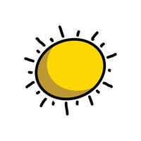 Sun icon. illustration in flat style. Isolated on white background. hand drawn sunburst. Cartoon cute sunny for kids. Design element vector