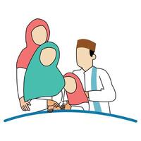 Family design. Illustration of a Muslim family on a white background. design element illustration of a happy family. Element design of a happy family that is warm and full of love vector