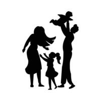 Family design over white background, design element illustration of the silhouette of a happy family holding hands. Element design of a happy family that is warm and full of love vector