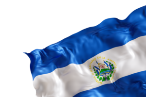 Realistic flag of El Salvador with folds, on transparent background. Footer, corner design element. Cut out. Perfect for patriotic themes or national event promotions. Empty, copy space. 3D render. png