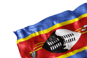 Realistic flag of Eswatini with folds, on transparent background. Footer, corner design element. Cut out. Perfect for patriotic themes or national event promotions. Empty, copy space. 3D render. png