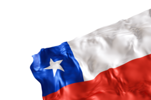 Realistic flag of Chile with folds, on transparent background. Footer, corner design element. Cut out. Perfect for patriotic themes or national event promotions. Empty, copy space. 3D render. png