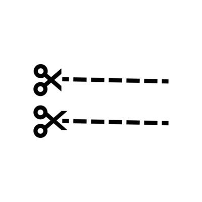 Cut in here symbol design illustration. Scissor and line in simple flat design. Can be edited