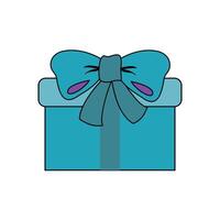 Gift box with ribbon icon, outline sign, isolated linear style pictogram on white. Symbol, logo illustration. Editable strokes. Pixels vector