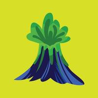 volcán icono en plano estilo. volcán erupción desastre ilustración diseño elemento en verde antecedentes. adecuado para utilizar como ilustraciones para para niños libros y otro diseño necesidades vector