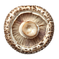 Champignon mushroom isolated. White mushroom isolated. Champignon mushroom top view isolated. Mushroom flat lay isolated png