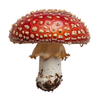 Fly agaric mushroom isolated. Red mushroom with polka dots isolated. Fly agaric mushroom top view. Mushroom flat lay isolated png