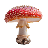 Fly agaric mushroom isolated. Red mushroom with polka dots isolated. Fly agaric mushroom top view. Mushroom flat lay isolated png