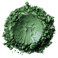 Green powder isolated. Green powder pigment top view. Green powder for eyeshadow use png