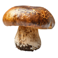 Boletus edulis mushroom. Brown mushroom isolated. Boletus edulis mushroom top view isolated. Mushroom flat lay isolated png