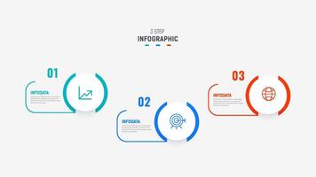 Three Step Infographic label design template with line icons. process steps diagram, presentations, workflow layout, banner, flow chart, info graph illustration. vector