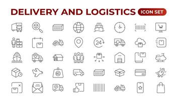 Delivery service icon set. Containing order tracking, delivery home, courier and cargo icons. Shipping Solid iconcollection. logistics web in line style. Courier, shipping, express delivery icon. vector