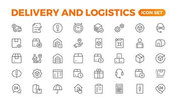 Delivery service icon set. Containing order tracking, delivery home, courier and cargo icons. Shipping Solid iconcollection. logistics web in line style. Courier, shipping, express delivery icon. vector