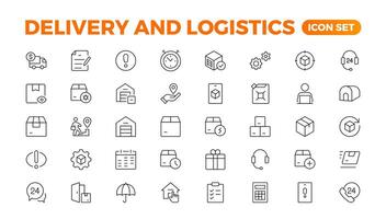 Delivery service icon set. Containing order tracking, delivery home, courier and cargo icons. Shipping Solid iconcollection. logistics web in line style. Courier, shipping, express delivery icon. vector