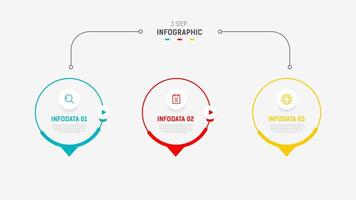 Three Step Infographic label design template with line icons. process steps diagram, presentations, workflow layout, banner, flow chart, info graph illustration. vector