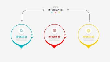 Three Step Infographic label design template with line icons. process steps diagram, presentations, workflow layout, banner, flow chart, info graph illustration. vector