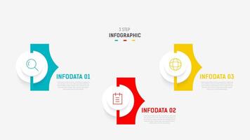 Three Step Infographic label design template with line icons. process steps diagram, presentations, workflow layout, banner, flow chart, info graph illustration. vector