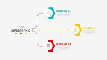 Three Step Infographic label design template with line icons. process steps diagram, presentations, workflow layout, banner, flow chart, info graph illustration. vector