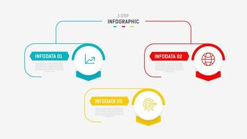 Three Step Infographic label design template with line icons. process steps diagram, presentations, workflow layout, banner, flow chart, info graph illustration. vector