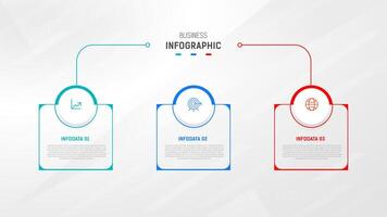 Three Step Infographic label design template with line icons. process steps diagram, presentations, workflow layout, banner, flow chart, info graph illustration. vector