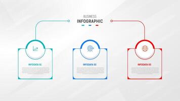 Three Step Infographic label design template with line icons. process steps diagram, presentations, workflow layout, banner, flow chart, info graph illustration. vector