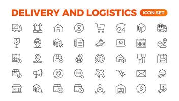 Delivery service icon set. Containing order tracking, delivery home, courier and cargo icons. Shipping Solid iconcollection. logistics web in line style. Courier, shipping, express delivery icon. vector