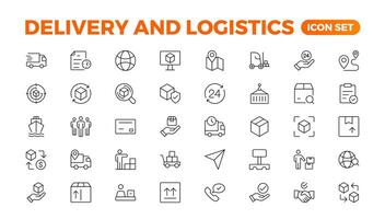 Delivery service icon set. Containing order tracking, delivery home, courier and cargo icons. Shipping Solid iconcollection. logistics web in line style. Courier, shipping, express delivery icon. vector