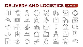 Delivery service icon set. Containing order tracking, delivery home, courier and cargo icons. Shipping Solid iconcollection. logistics web in line style. Courier, shipping, express delivery icon. vector