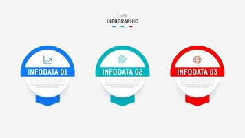 Three Step Infographic label design template with line icons. process steps diagram, presentations, workflow layout, banner, flow chart, info graph illustration. vector