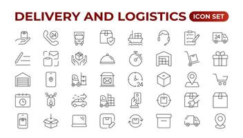 Delivery service icon set. Containing order tracking, delivery home, courier and cargo icons. Shipping Solid iconcollection. logistics web in line style. Courier, shipping, express delivery icon. vector