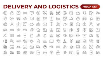 Delivery service icon set. Containing order tracking, delivery home, courier and cargo icons. Shipping Solid iconcollection. logistics web in line style. Courier, shipping, express delivery icon. vector