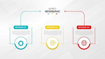 Tres paso infografía etiqueta diseño modelo con línea iconos proceso pasos diagrama, presentaciones, flujo de trabajo disposición, bandera, fluir cuadro, informacion grafico ilustración. vector