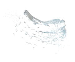 Éclaboussure d'eau 3d transparente, eau bleue claire dispersée autour d'isolement. illustration de rendu 3d png