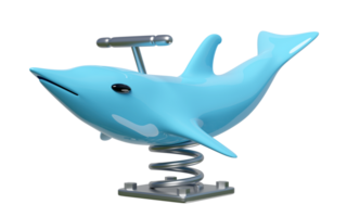 Playground dolphin spring rider isolated. 3d render illustration png