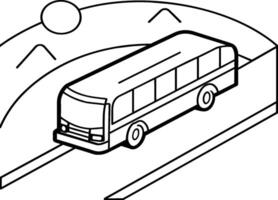 Bus coloring pages. Vehicles line art for coloring book. vector