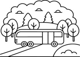 Bus coloring pages. Vehicles line art for coloring book. vector