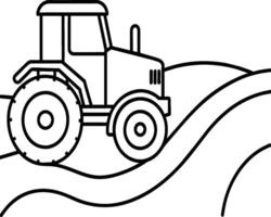 Tractor coloring pages. Vehicles line art vector